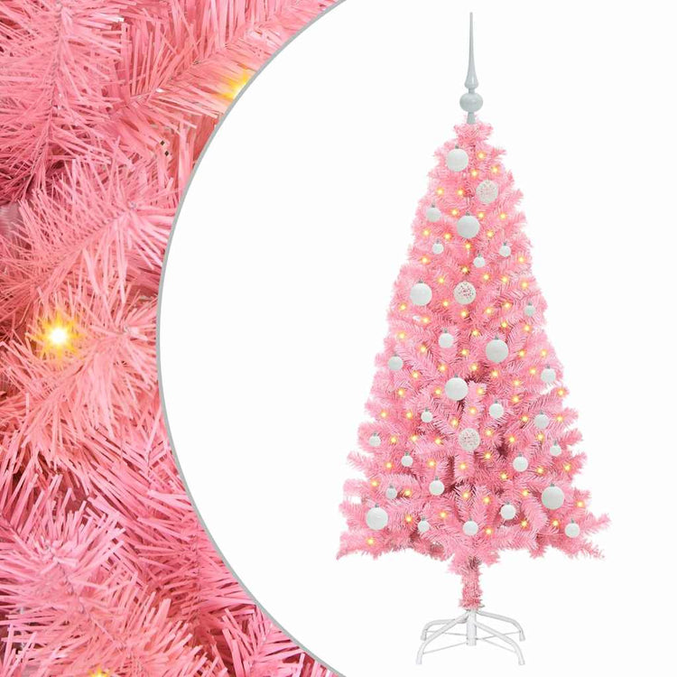 VidaXL Weihnachtsbaum mit 150 LEDs mit standardmäßigem rosa 120 cm PVC