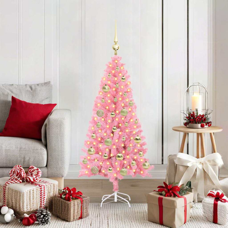 VidaXL Weihnachtsbaum mit 150 LEDs mit standardmäßigem rosa 120 cm PVC