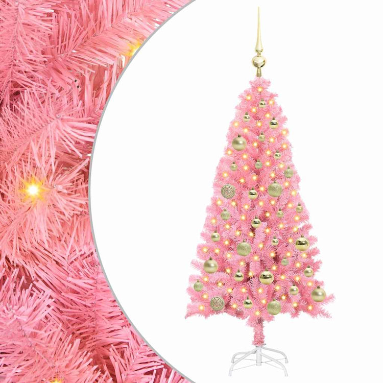 VidaXL Weihnachtsbaum mit 150 LEDs mit standardmäßigem rosa 120 cm PVC