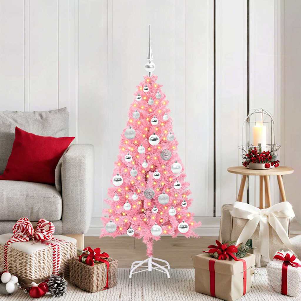 VidaXL Weihnachtsbaum mit 150 LEDs mit standardmäßigem rosa 120 cm PVC
