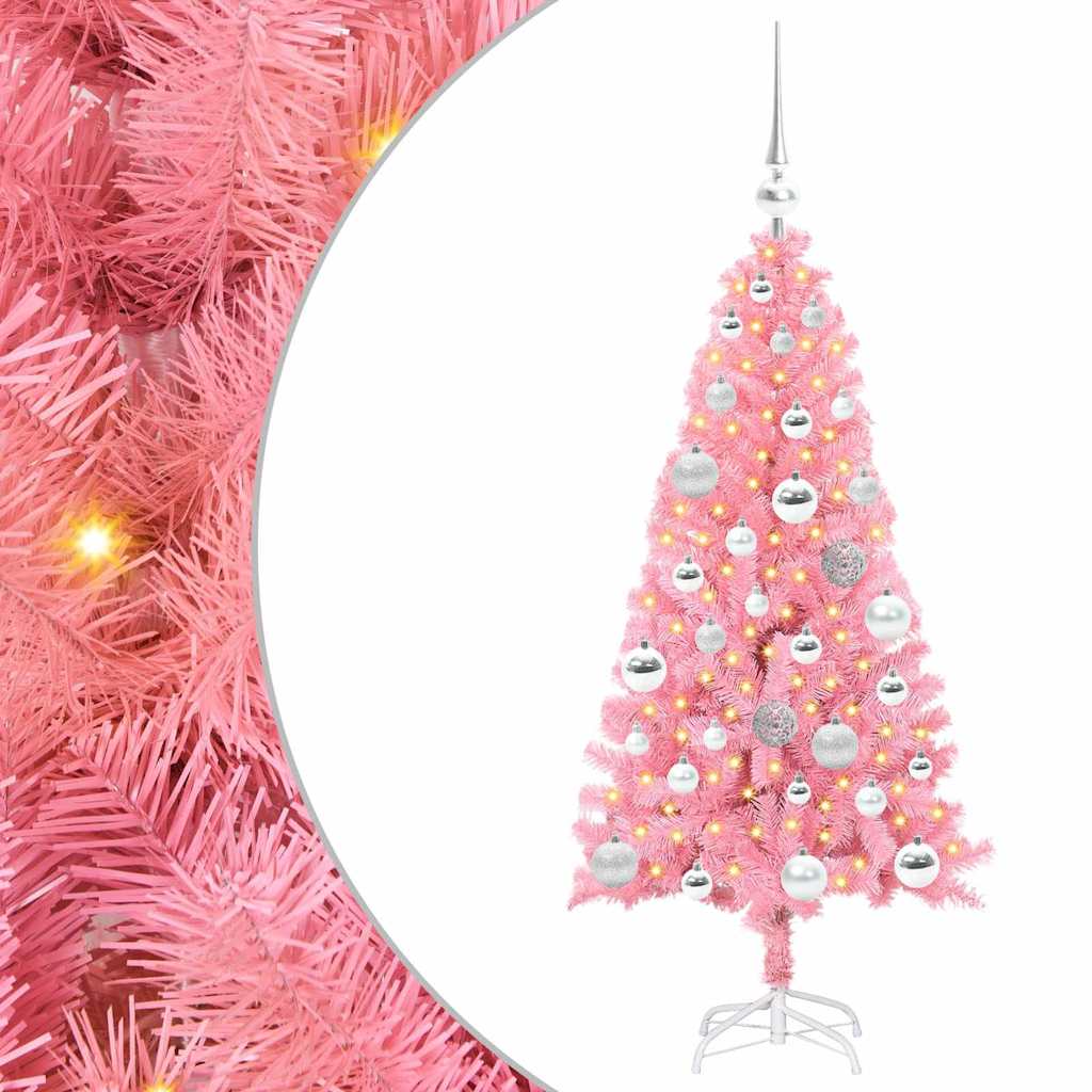 VidaXL Weihnachtsbaum mit 150 LEDs mit standardmäßigem rosa 120 cm PVC