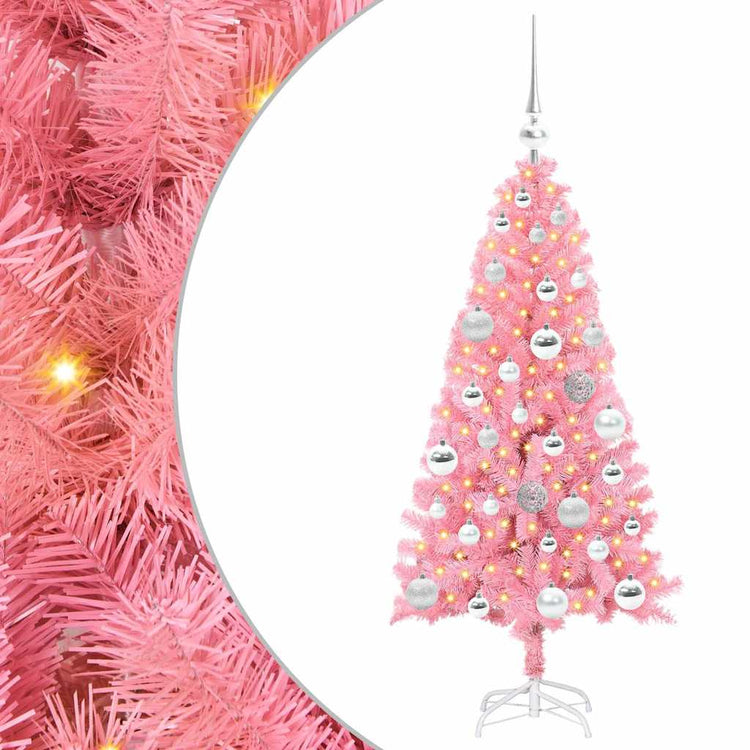 VidaXL Weihnachtsbaum mit 150 LEDs mit standardmäßigem rosa 120 cm PVC