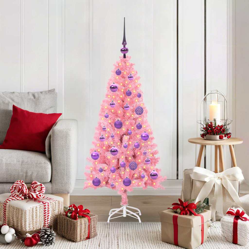 VidaXL Weihnachtsbaum mit 150 LEDs mit standardmäßigem rosa 120 cm PVC