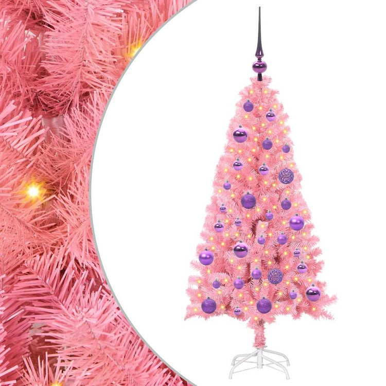 VidaXL Weihnachtsbaum mit 150 LEDs mit standardmäßigem rosa 120 cm PVC