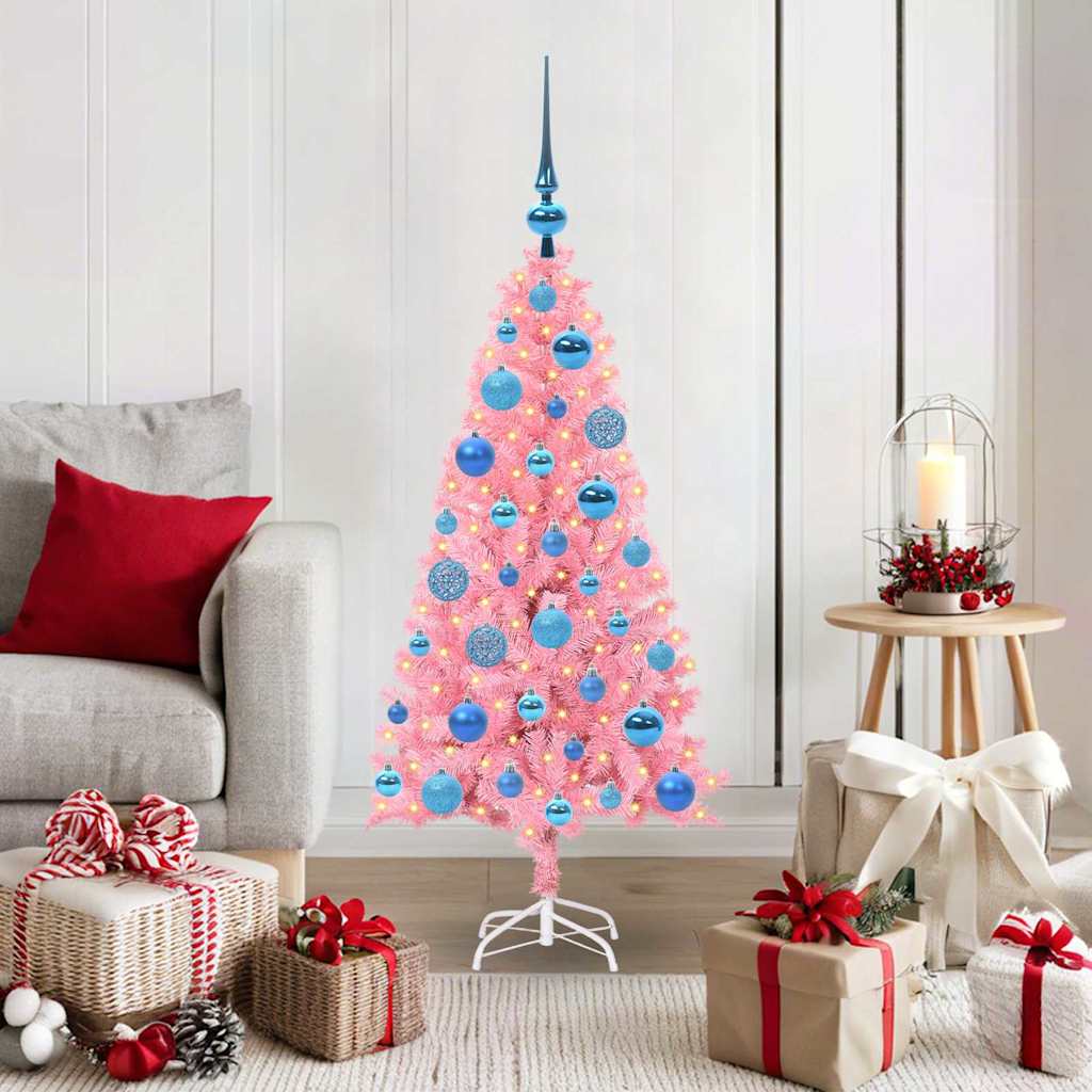 VidaXL Weihnachtsbaum mit 150 LEDs mit standardmäßigem rosa 120 cm PVC