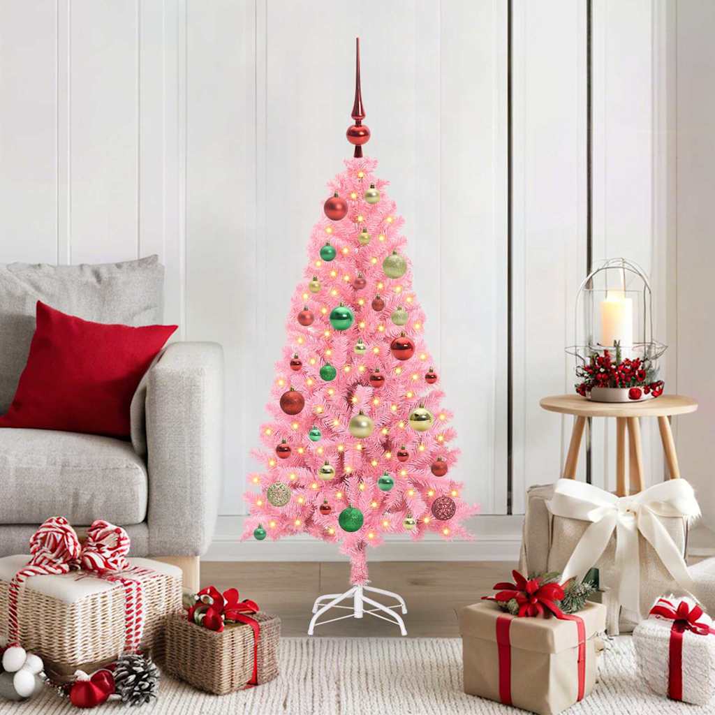VidaXL Weihnachtsbaum mit 150 LEDs mit standardmäßigem rosa 120 cm PVC