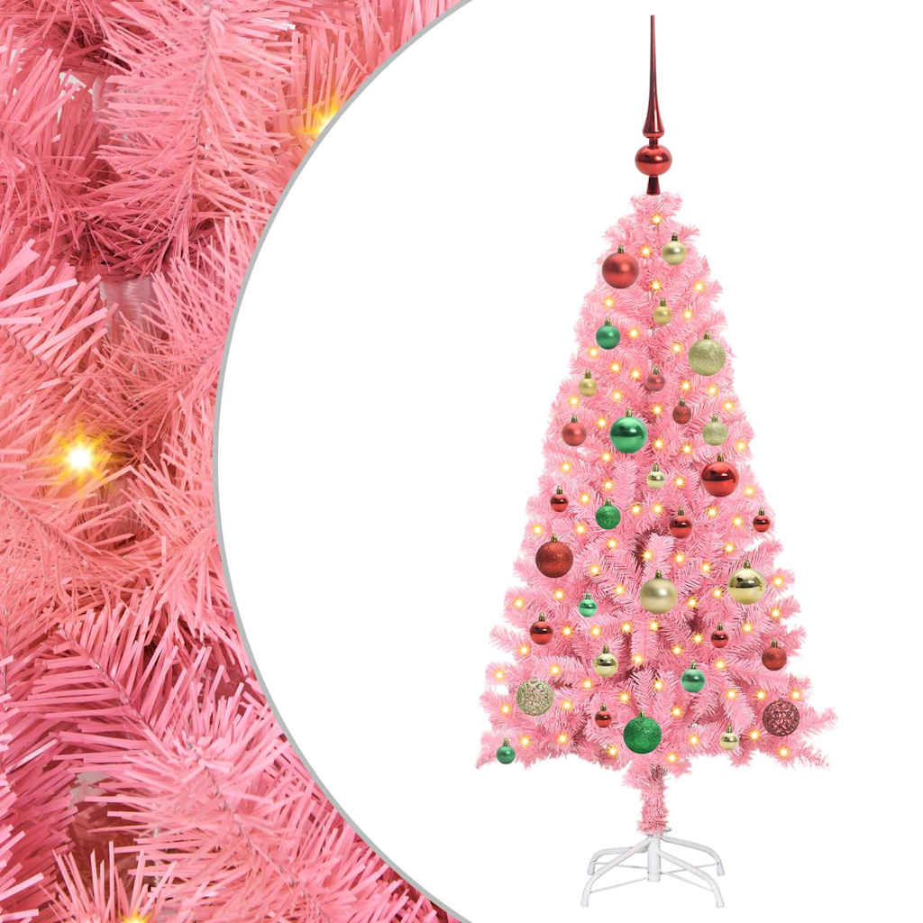 VidaXL Weihnachtsbaum mit 150 LEDs mit standardmäßigem rosa 120 cm PVC