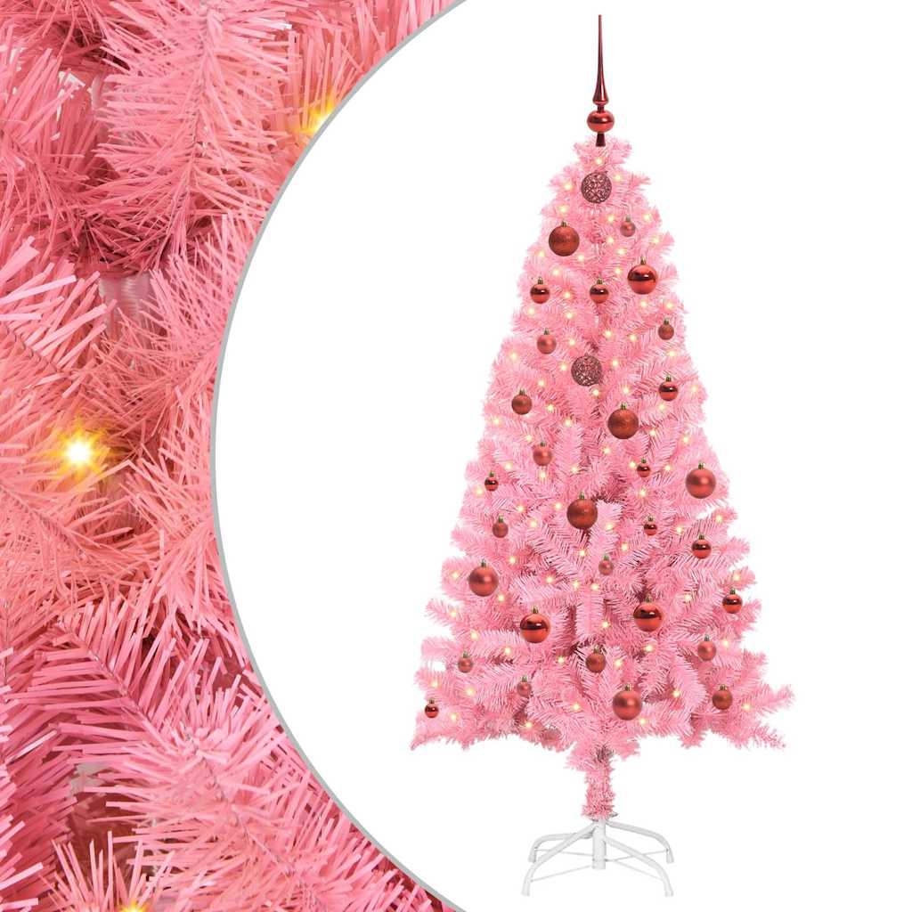 VidaXL Weihnachtsbaum mit 150 LEDs mit standardmäßigem rosa 150 cm PVC