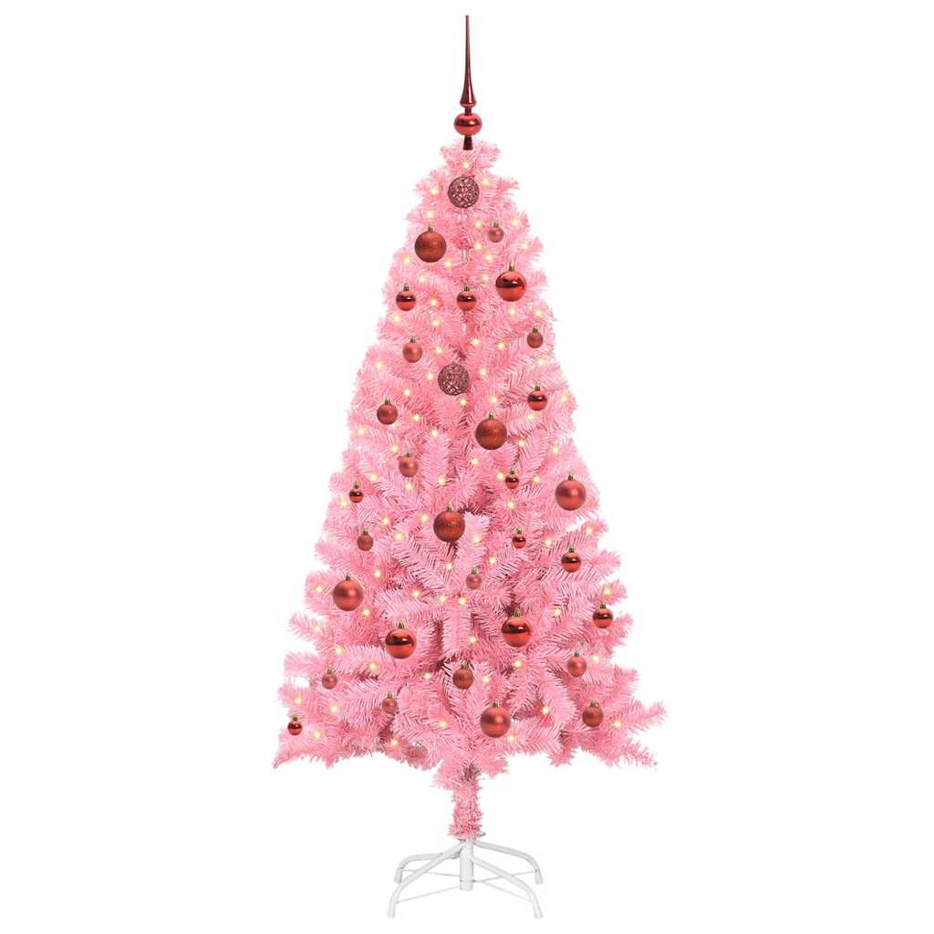 VidaXL Weihnachtsbaum mit 150 LEDs mit standardmäßigem rosa 150 cm PVC