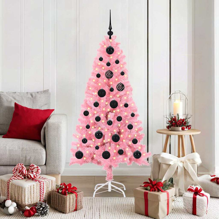 VidaXL Weihnachtsbaum mit 150 LEDs mit standardmäßigem rosa 150 cm PVC