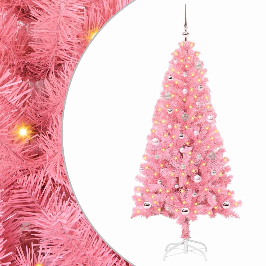 VidaXL Weihnachtsbaum mit 150 LEDs mit standardmäßigem rosa 150 cm PVC