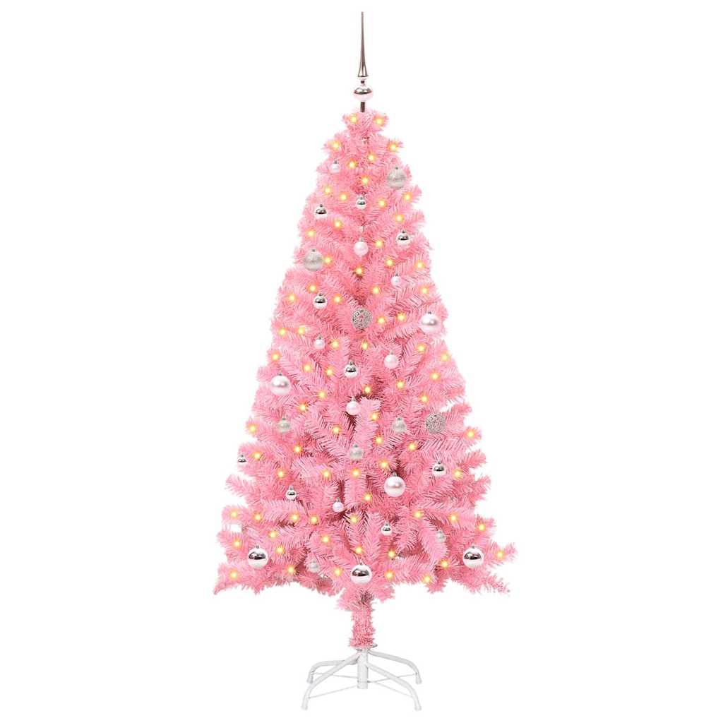 VidaXL Weihnachtsbaum mit 150 LEDs mit standardmäßigem rosa 150 cm PVC