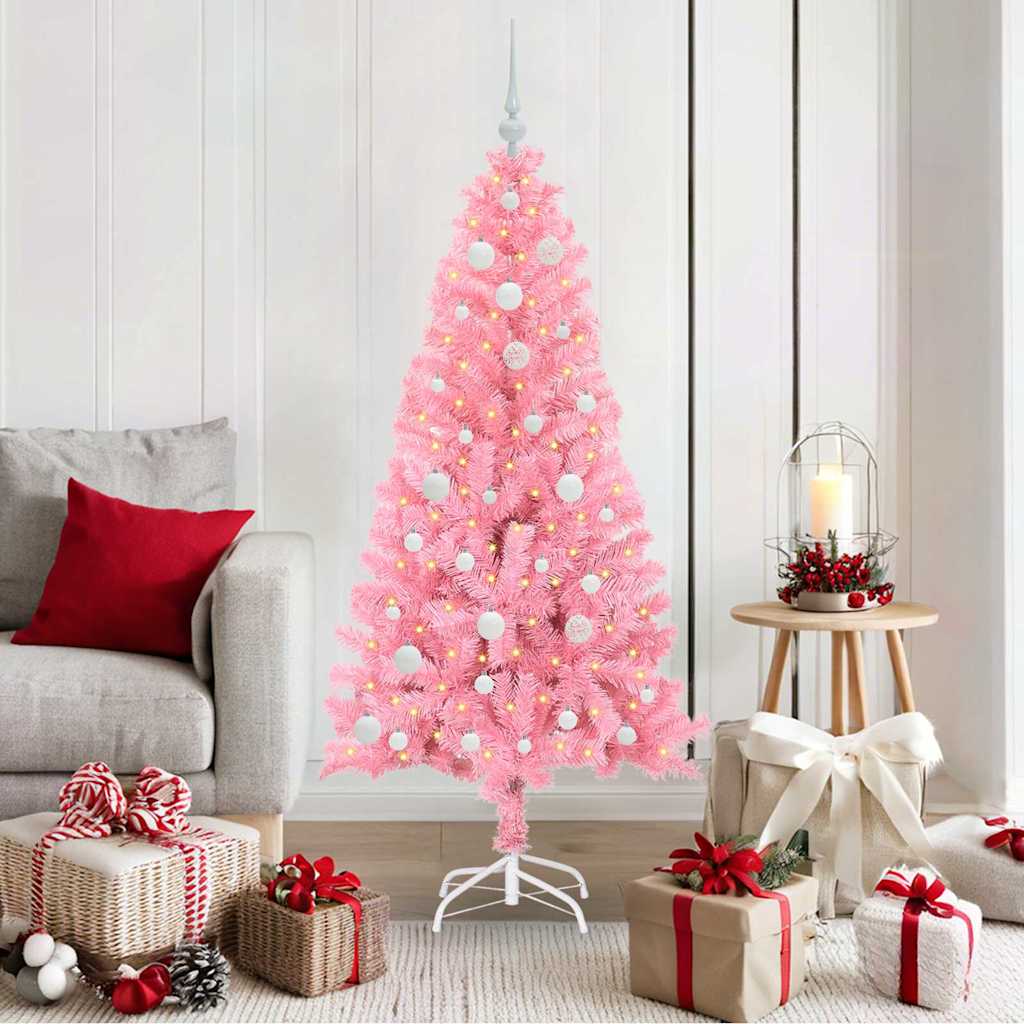 VidaXL Weihnachtsbaum mit 150 LEDs mit standardmäßigem rosa 150 cm PVC