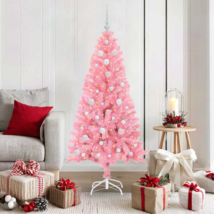 VidaXL Weihnachtsbaum mit 150 LEDs mit standardmäßigem rosa 150 cm PVC