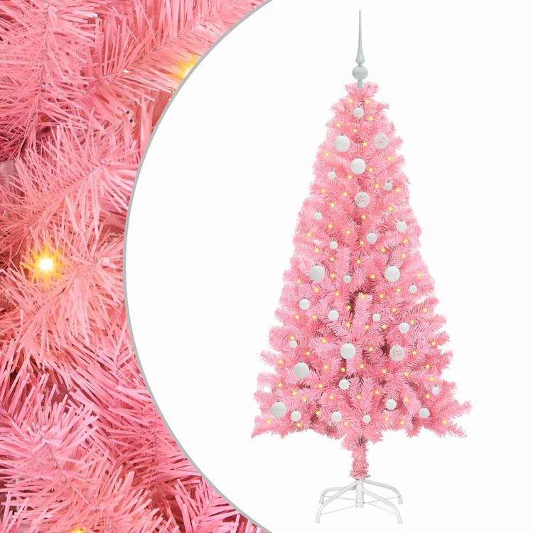 VidaXL Weihnachtsbaum mit 150 LEDs mit standardmäßigem rosa 150 cm PVC