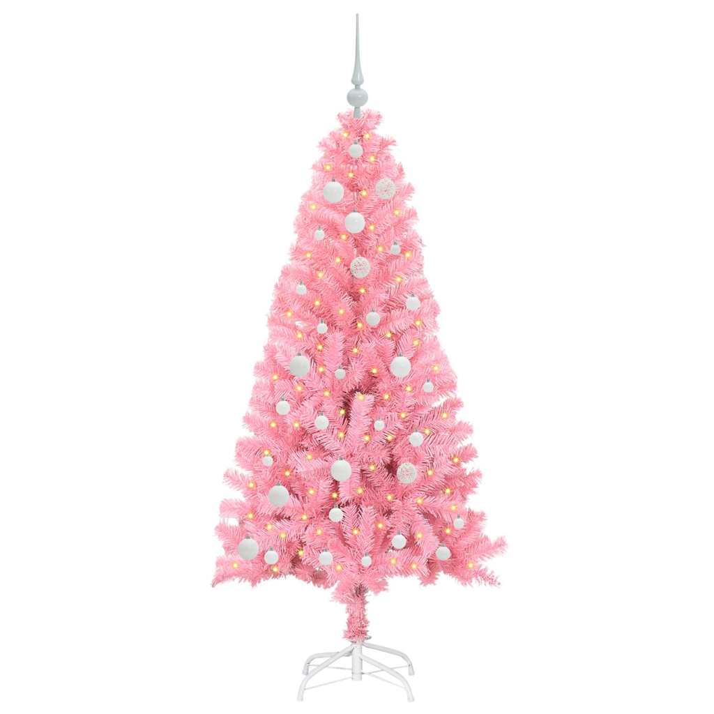 VidaXL Weihnachtsbaum mit 150 LEDs mit standardmäßigem rosa 150 cm PVC
