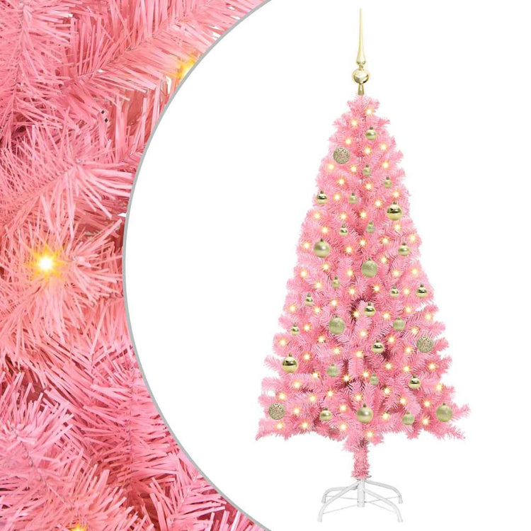 VidaXL Weihnachtsbaum mit 150 LEDs mit standardmäßigem rosa 150 cm PVC