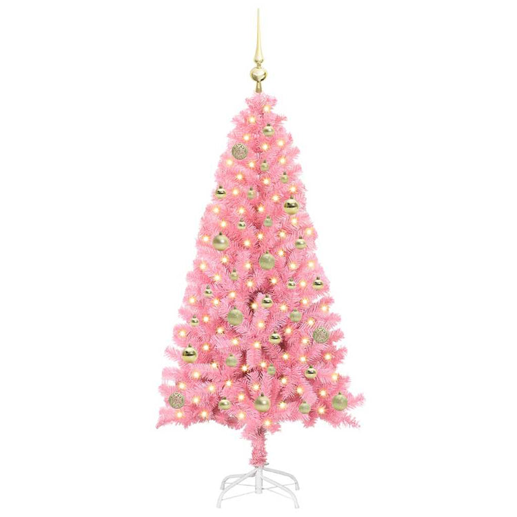VidaXL Weihnachtsbaum mit 150 LEDs mit standardmäßigem rosa 150 cm PVC