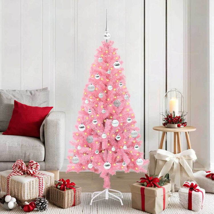 VidaXL Weihnachtsbaum mit 150 LEDs mit standardmäßigem rosa 150 cm PVC