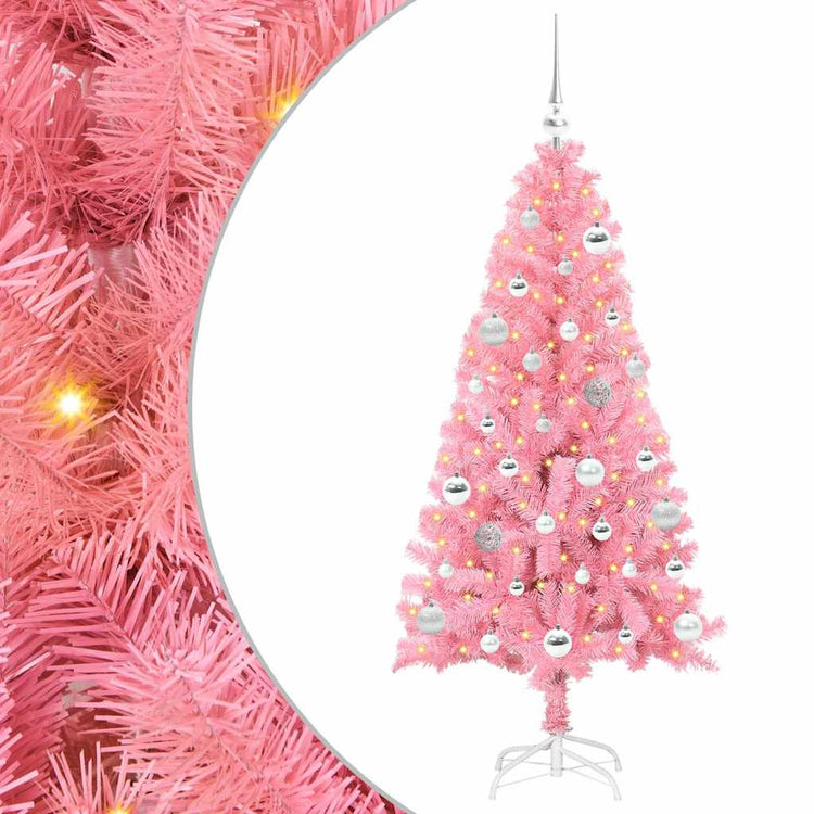 VidaXL Weihnachtsbaum mit 150 LEDs mit standardmäßigem rosa 150 cm PVC