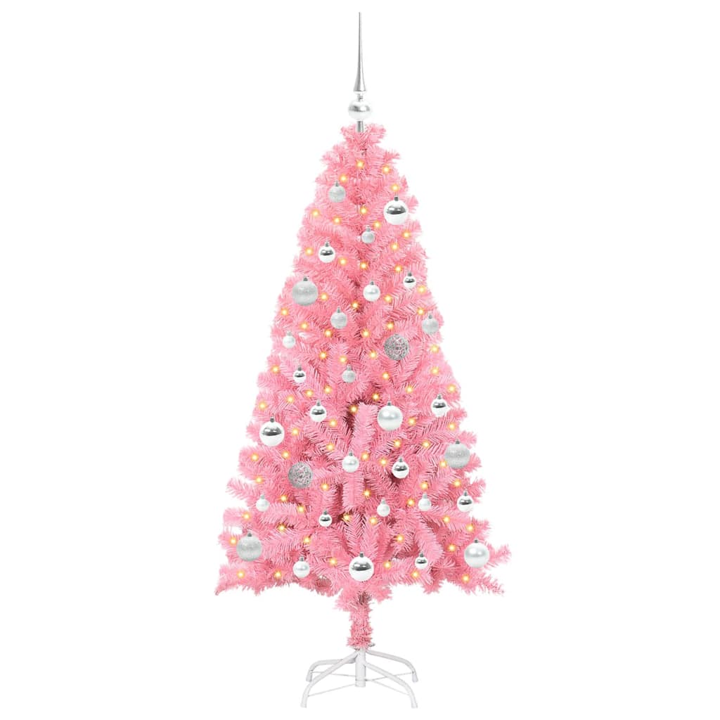 VidaXL Weihnachtsbaum mit 150 LEDs mit standardmäßigem rosa 150 cm PVC