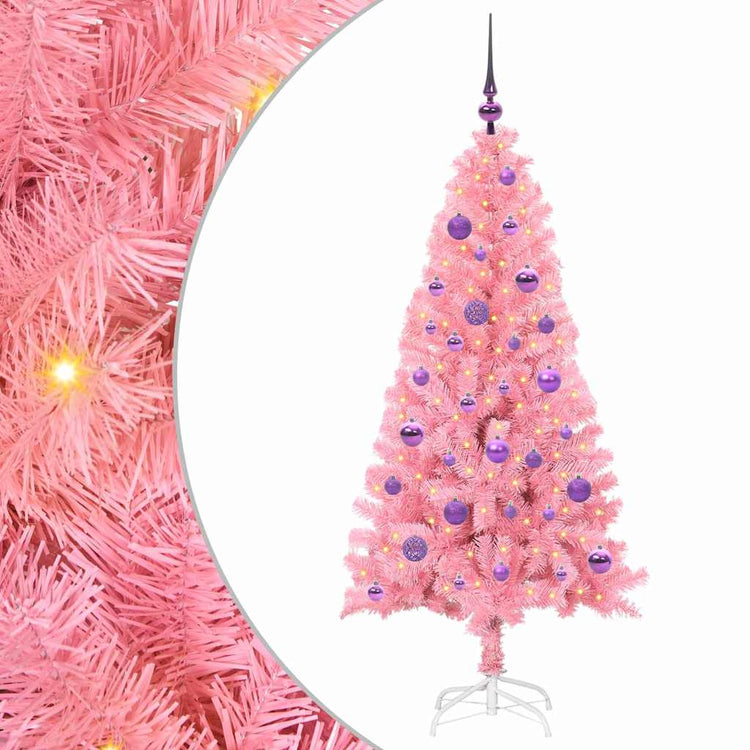 VidaXL Weihnachtsbaum mit 150 LEDs mit standardmäßigem rosa 150 cm PVC