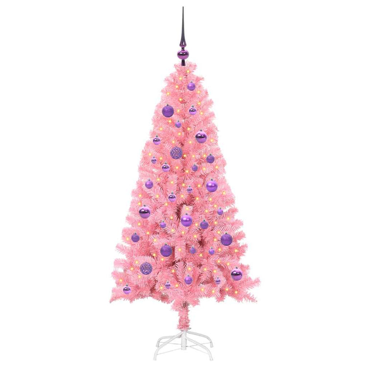 VidaXL Weihnachtsbaum mit 150 LEDs mit standardmäßigem rosa 150 cm PVC