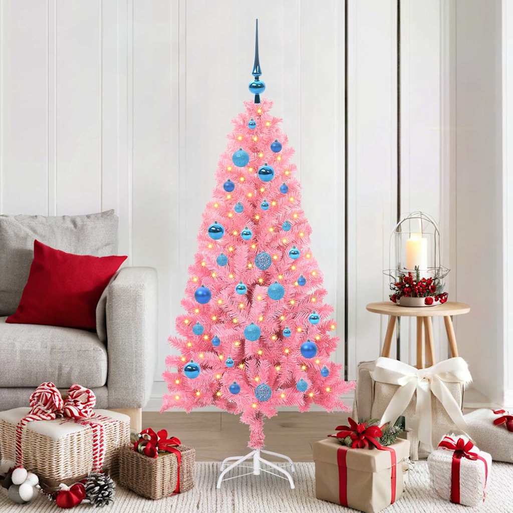 VidaXL Weihnachtsbaum mit 150 LEDs mit standardmäßigem rosa 150 cm PVC