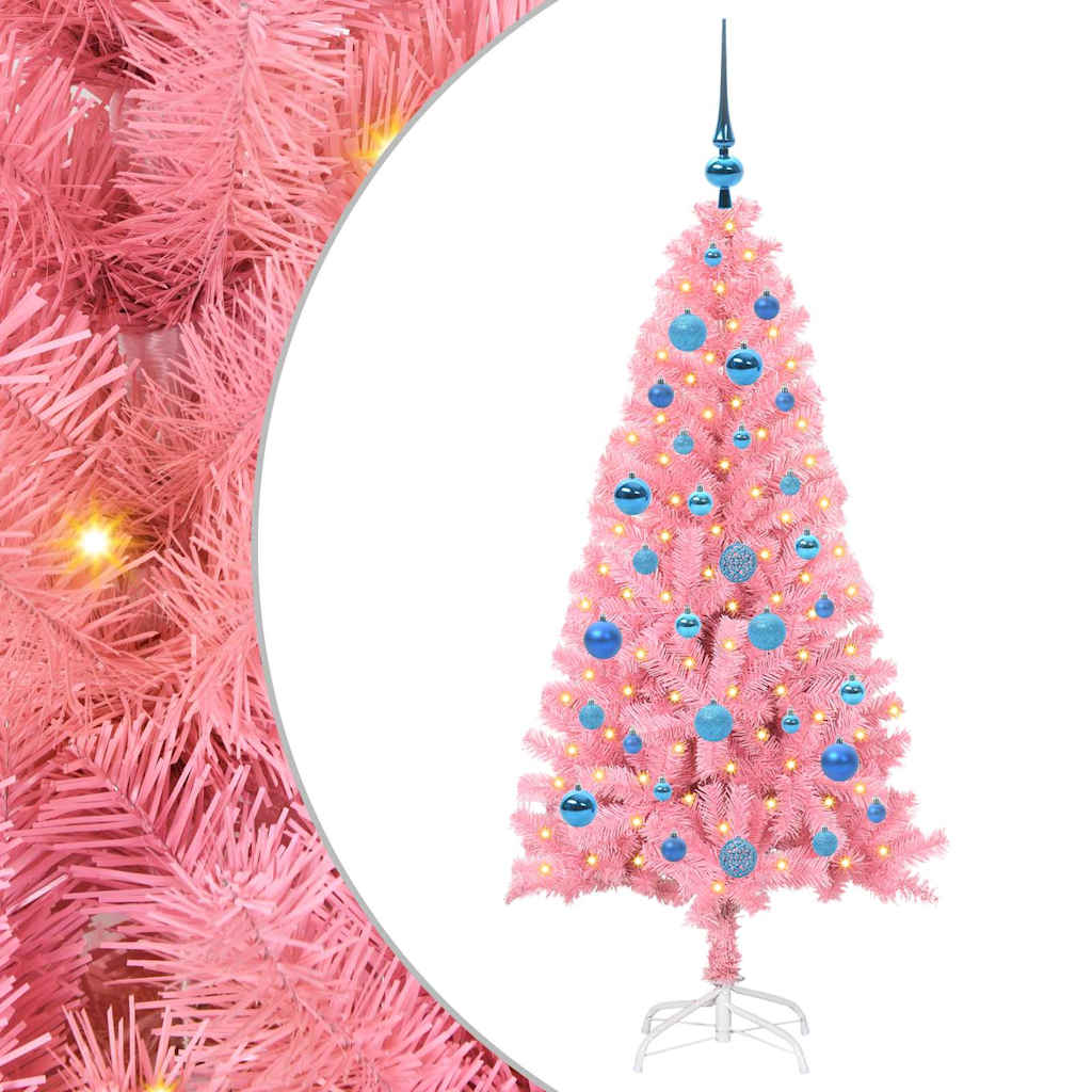 VidaXL Weihnachtsbaum mit 150 LEDs mit standardmäßigem rosa 150 cm PVC