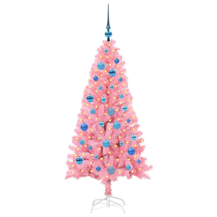 VidaXL Weihnachtsbaum mit 150 LEDs mit standardmäßigem rosa 150 cm PVC