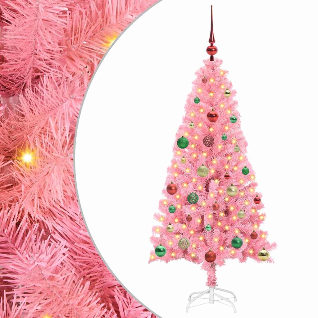 VidaXL Weihnachtsbaum mit 150 LEDs mit standardmäßigem rosa 150 cm PVC