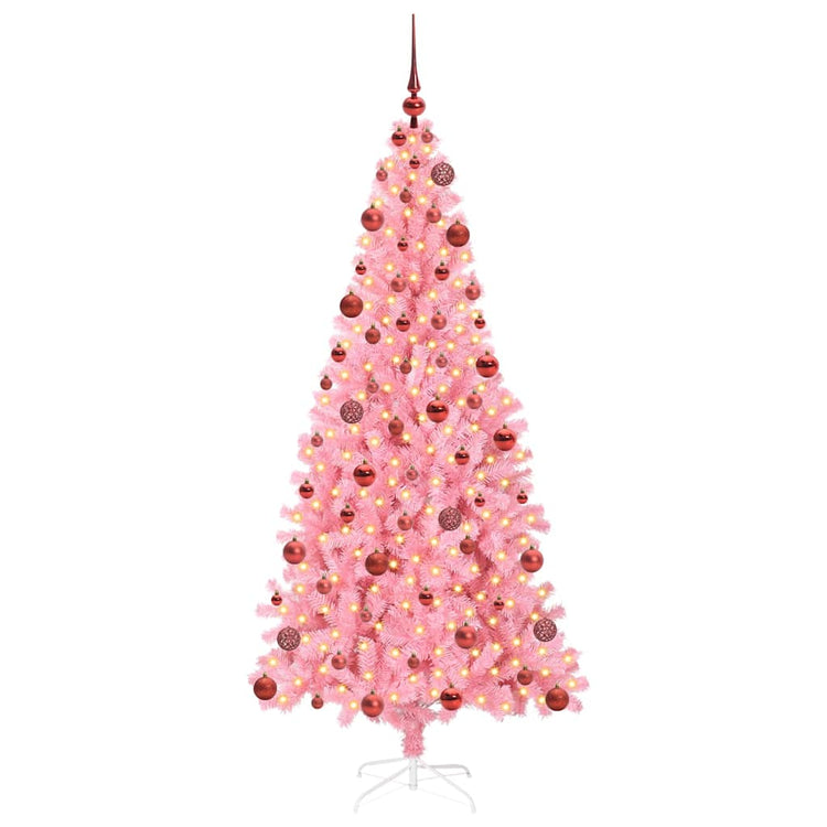 VidaXL Weihnachtsbaum mit 300 LEDs mit standardmäßigem rosa 180 cm PVC