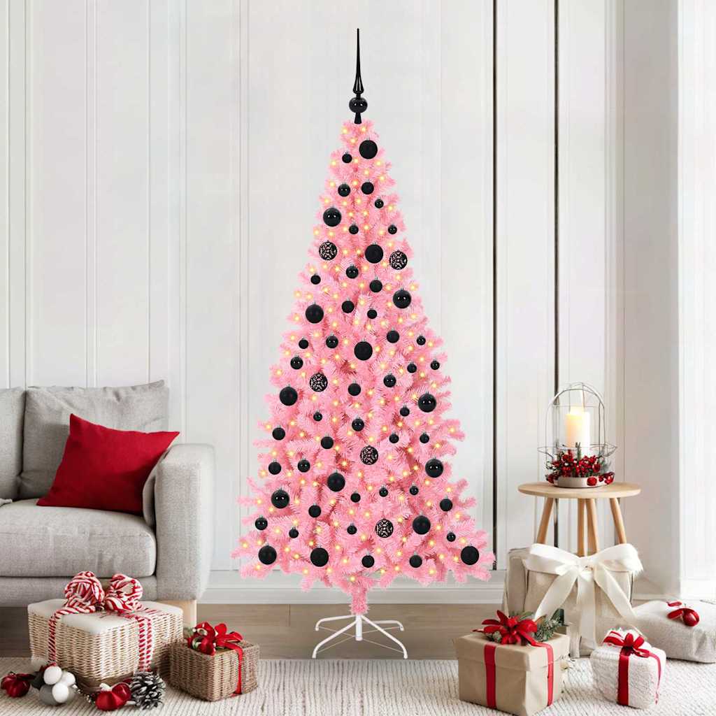 VidaXL Weihnachtsbaum mit 300 LEDs mit standardmäßigem rosa 180 cm PVC