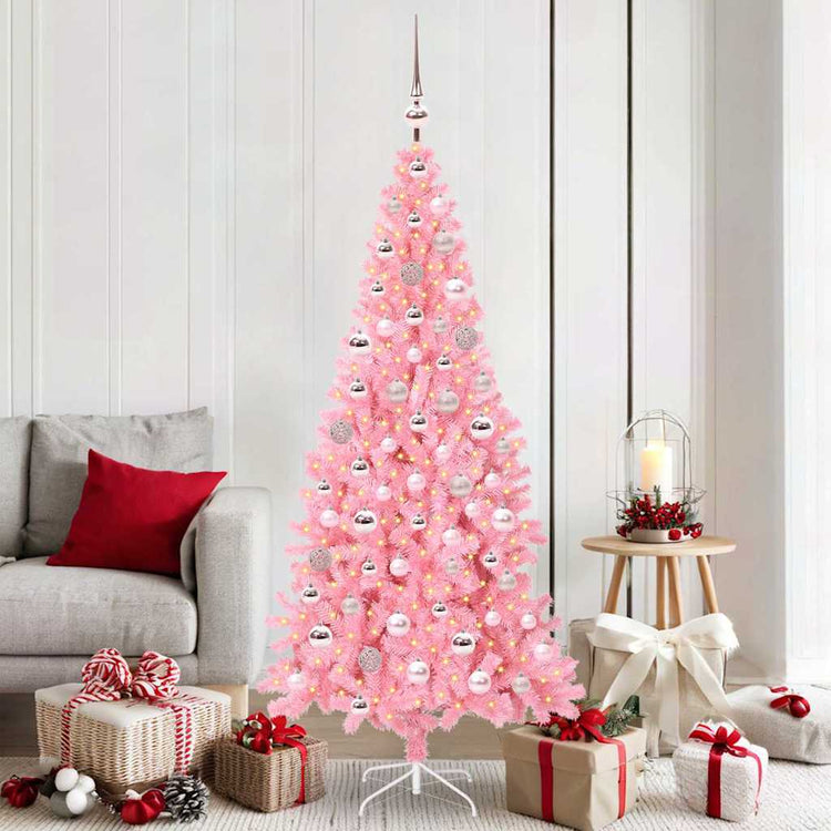 VidaXL Weihnachtsbaum mit 300 LEDs mit standardmäßigem rosa 180 cm PVC
