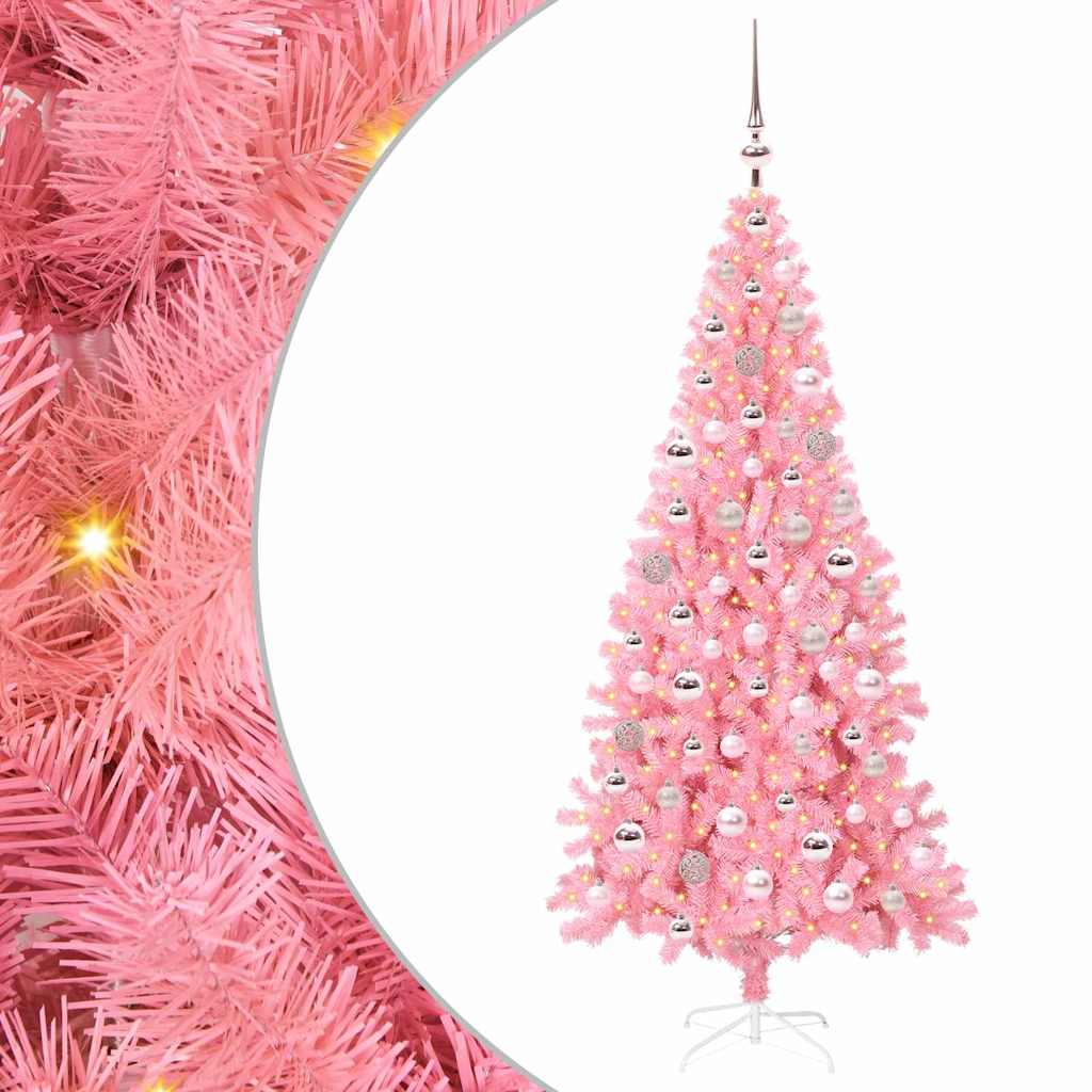 VidaXL Weihnachtsbaum mit 300 LEDs mit standardmäßigem rosa 180 cm PVC