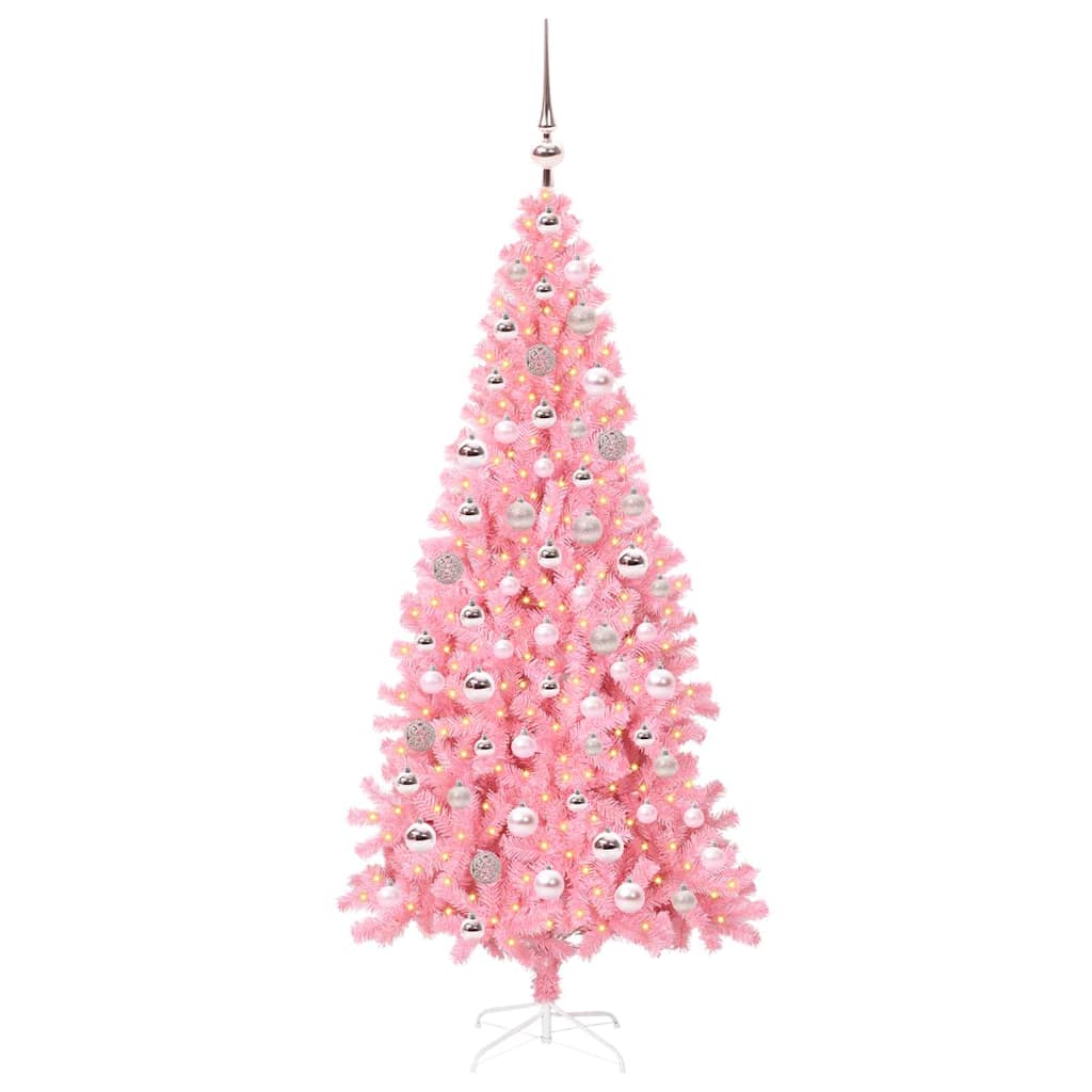 VidaXL Weihnachtsbaum mit 300 LEDs mit standardmäßigem rosa 180 cm PVC