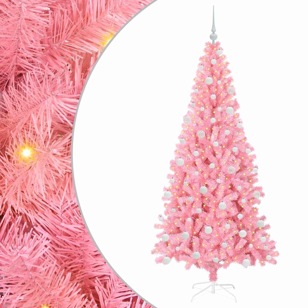 VidaXL Weihnachtsbaum mit 300 LEDs mit standardmäßigem rosa 180 cm PVC