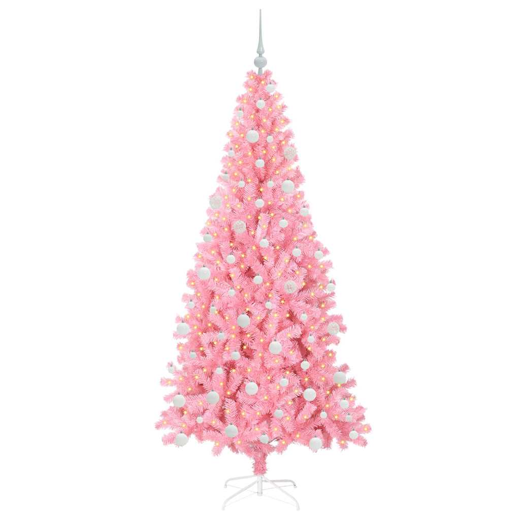 VidaXL Weihnachtsbaum mit 300 LEDs mit standardmäßigem rosa 180 cm PVC