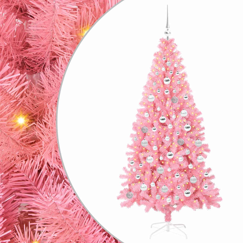VidaXL Weihnachtsbaum mit 300 LEDs mit standardmäßigem rosa 180 cm PVC