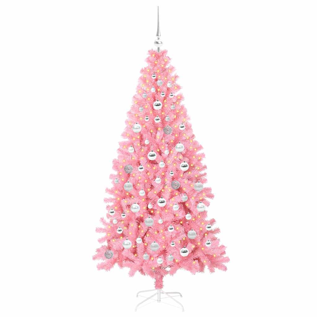 VidaXL Weihnachtsbaum mit 300 LEDs mit standardmäßigem rosa 180 cm PVC