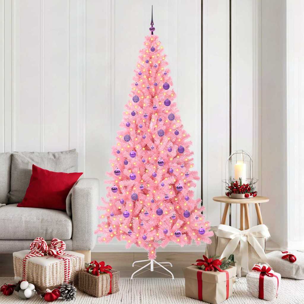 VidaXL Weihnachtsbaum mit 300 LEDs mit standardmäßigem rosa 180 cm PVC