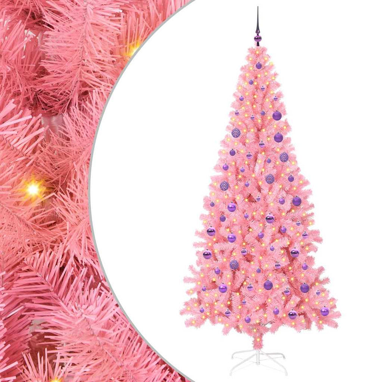 VidaXL Weihnachtsbaum mit 300 LEDs mit standardmäßigem rosa 180 cm PVC
