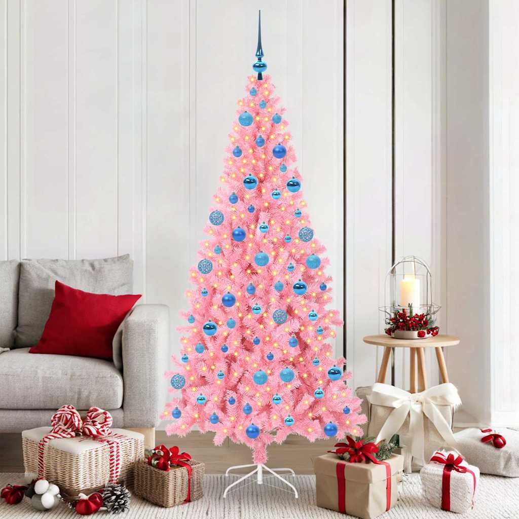 VidaXL Weihnachtsbaum mit 300 LEDs mit standardmäßigem rosa 180 cm PVC