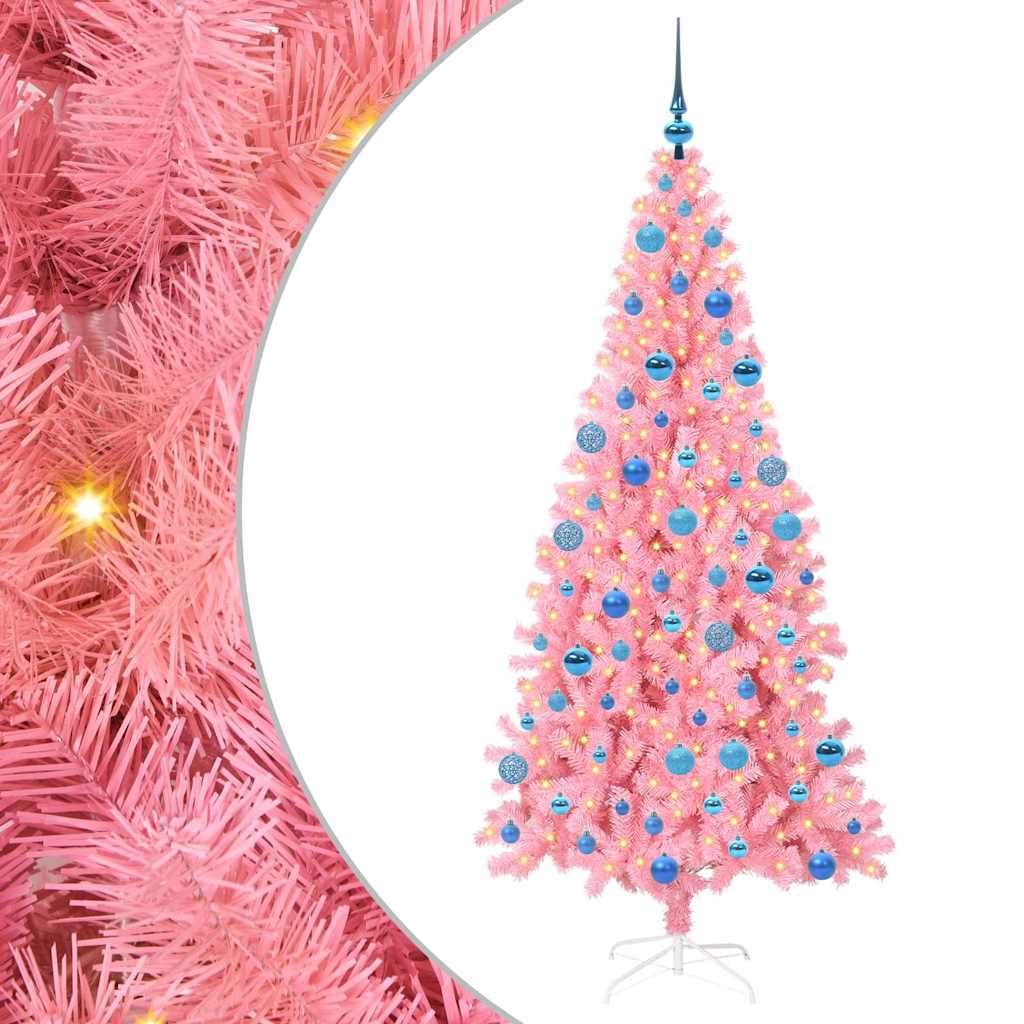 VidaXL Weihnachtsbaum mit 300 LEDs mit standardmäßigem rosa 180 cm PVC