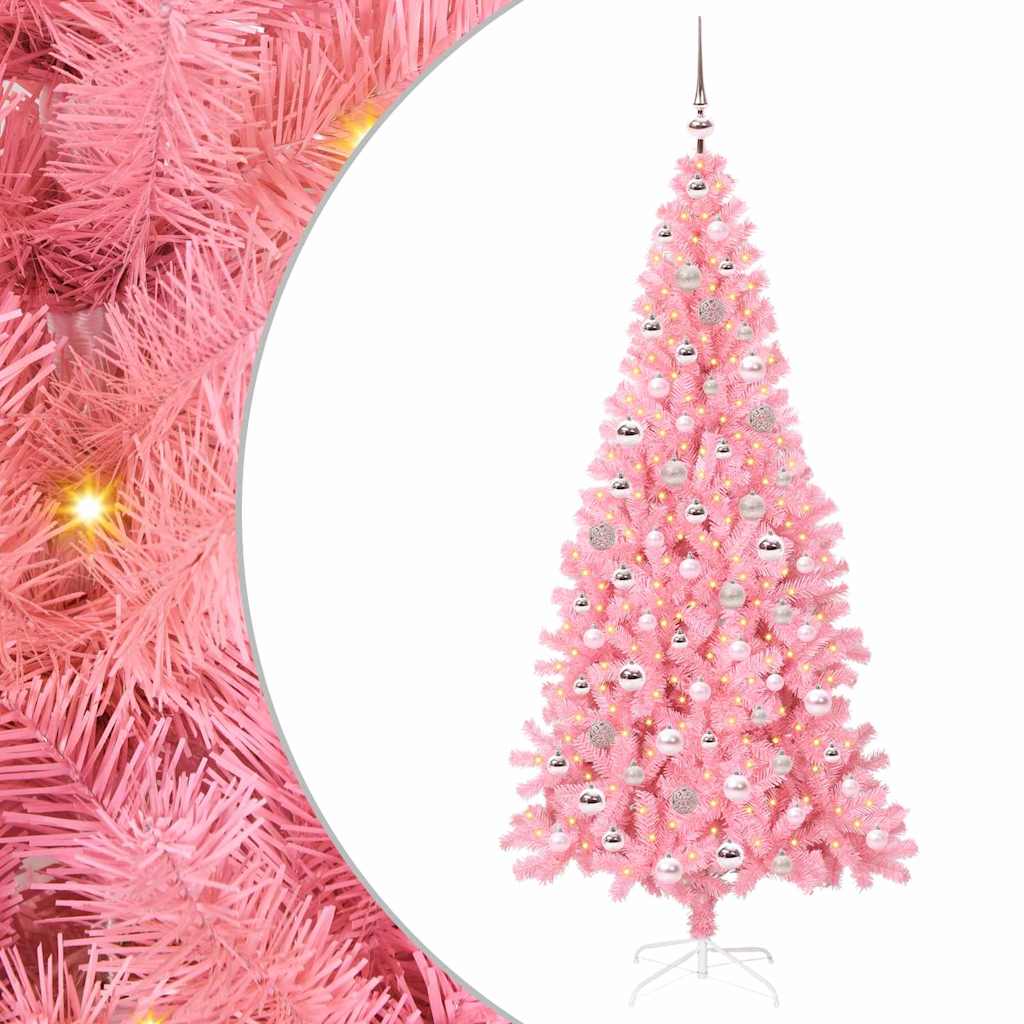 VidaXL Weihnachtsbaum mit 300 LEDs mit standardmäßigem rosa 210 cm PVC