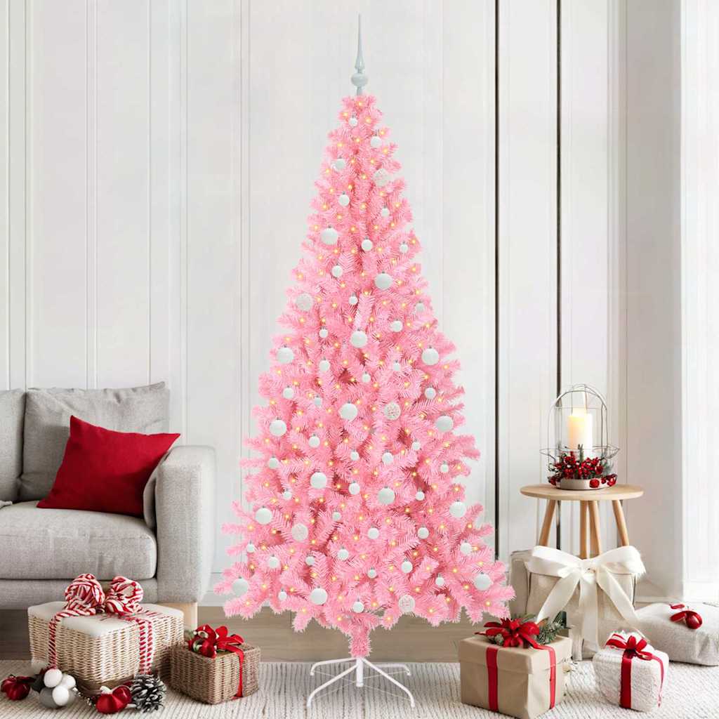 VidaXL Weihnachtsbaum mit 300 LEDs mit standardmäßigem rosa 210 cm PVC