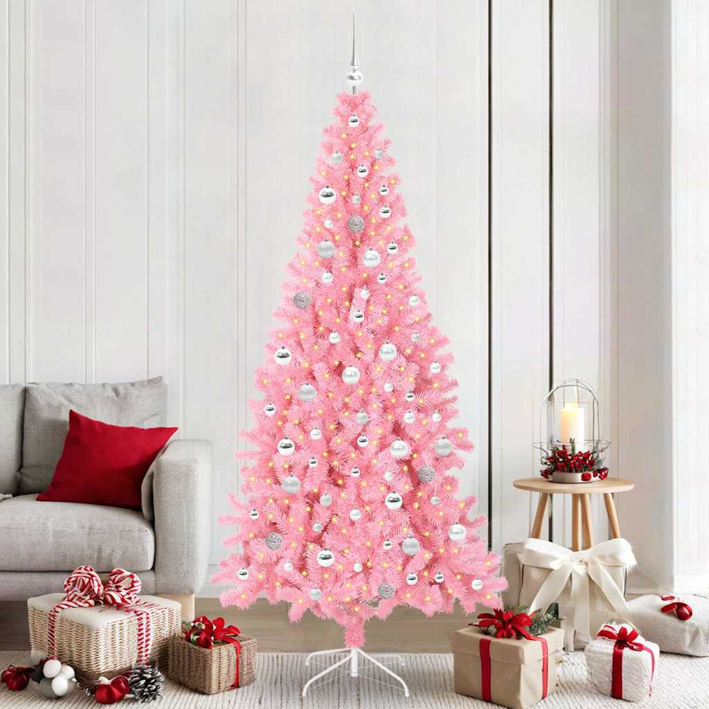 VidaXL Weihnachtsbaum mit 300 LEDs mit standardmäßigem rosa 210 cm PVC
