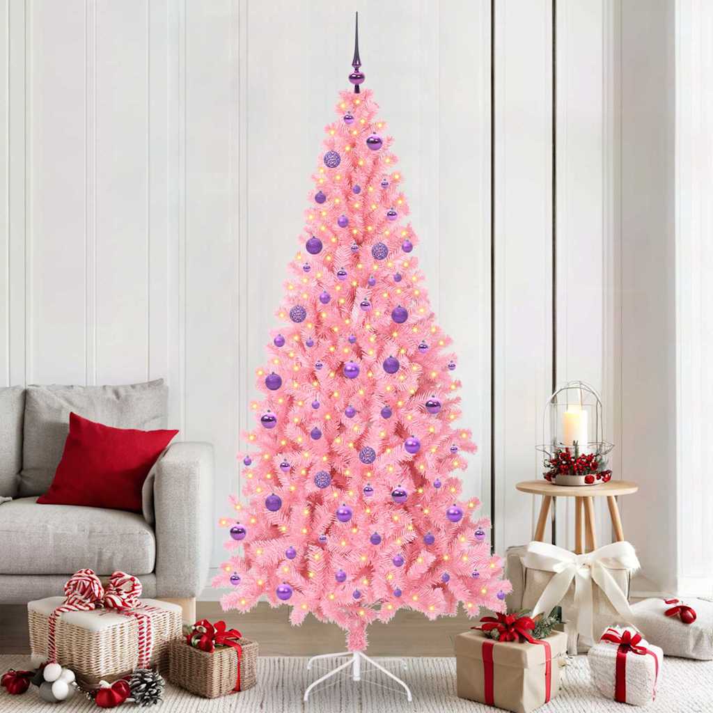 VidaXL Weihnachtsbaum mit 300 LEDs mit standardmäßigem rosa 210 cm PVC