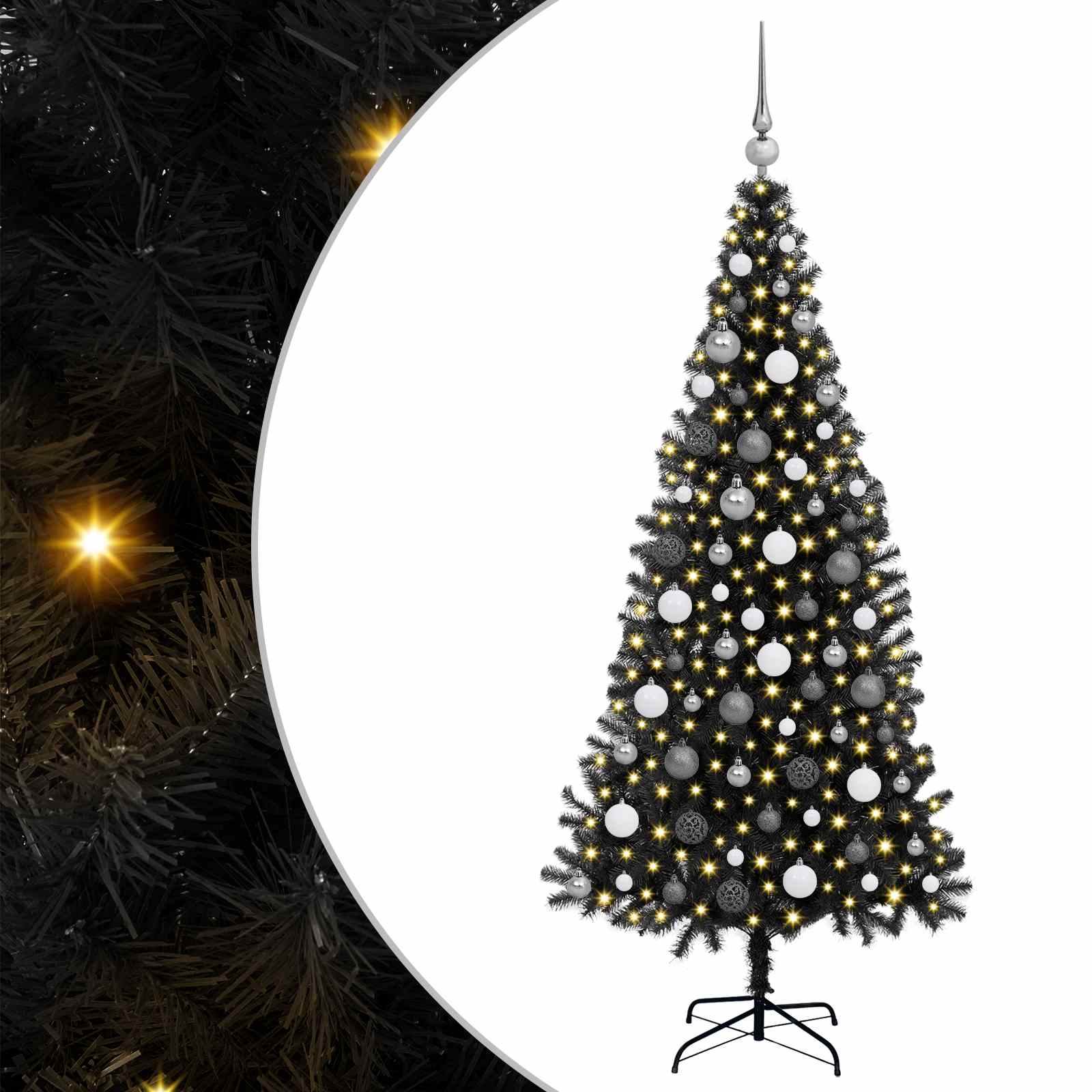 VidaXL Weihnachtsbaum mit 300 LEDs mit standardmäßigem schwarzem 180 cm PVC