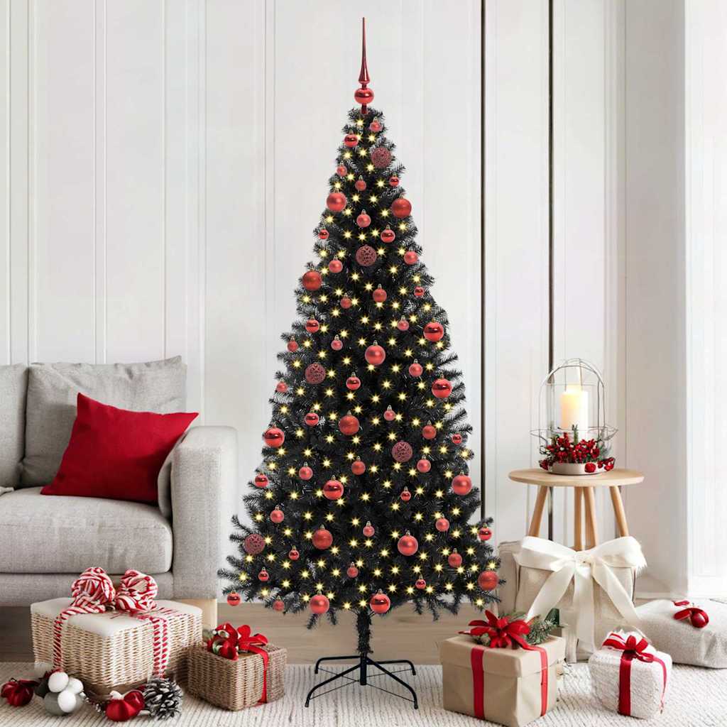 VidaXL Weihnachtsbaum mit 300 LEDs mit standardmäßigem schwarzem 180 cm PVC